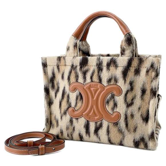 Celine Hippo Tice Leopard Wool Small 2Way Shoulder Bag (Second instance) - Picture 1 of 12